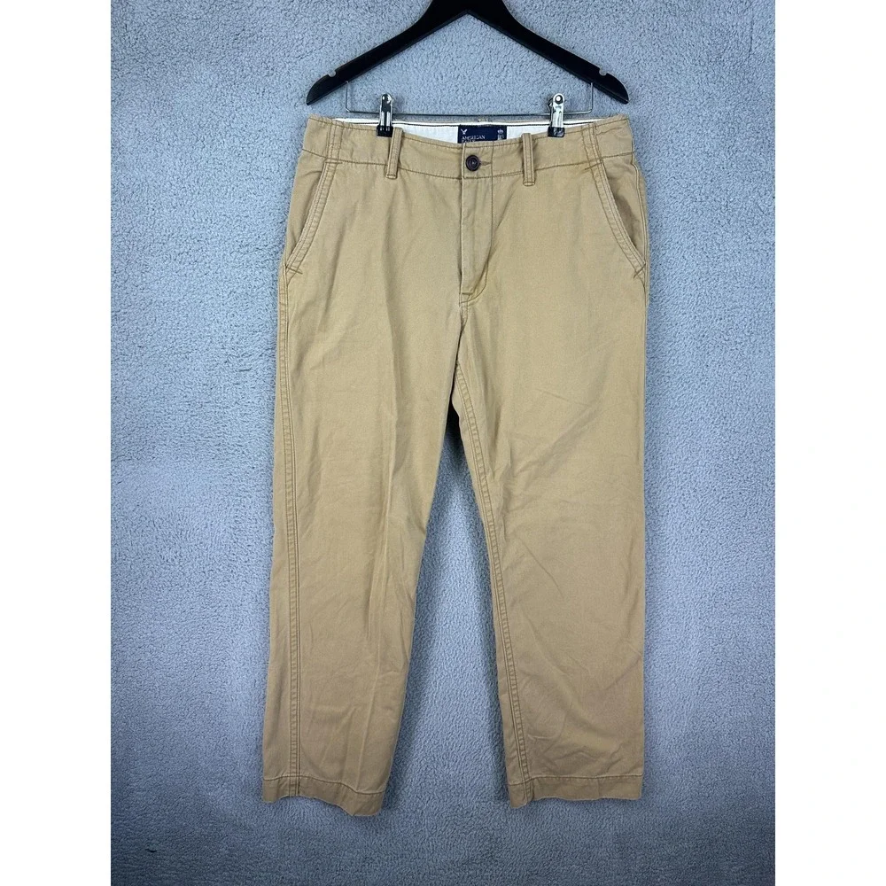 American Eagle Outfitters Pants Mens 34x30 Khaki Chino Twill Flat Front Casual
